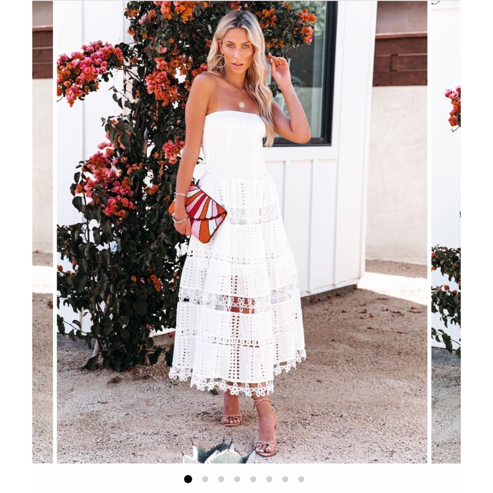 Vici Strapless White Eyelet Dress